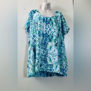 Blue and Green Patterned Blouse size 2x